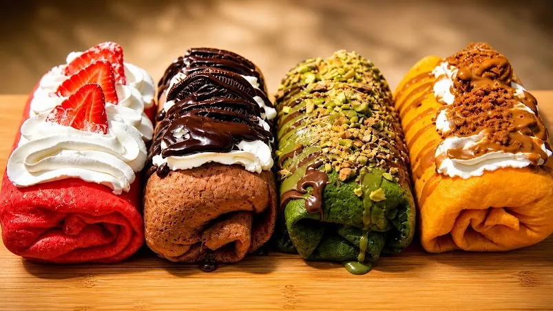 A colorful selection of fluffy creamy rolls at GZ Sweets